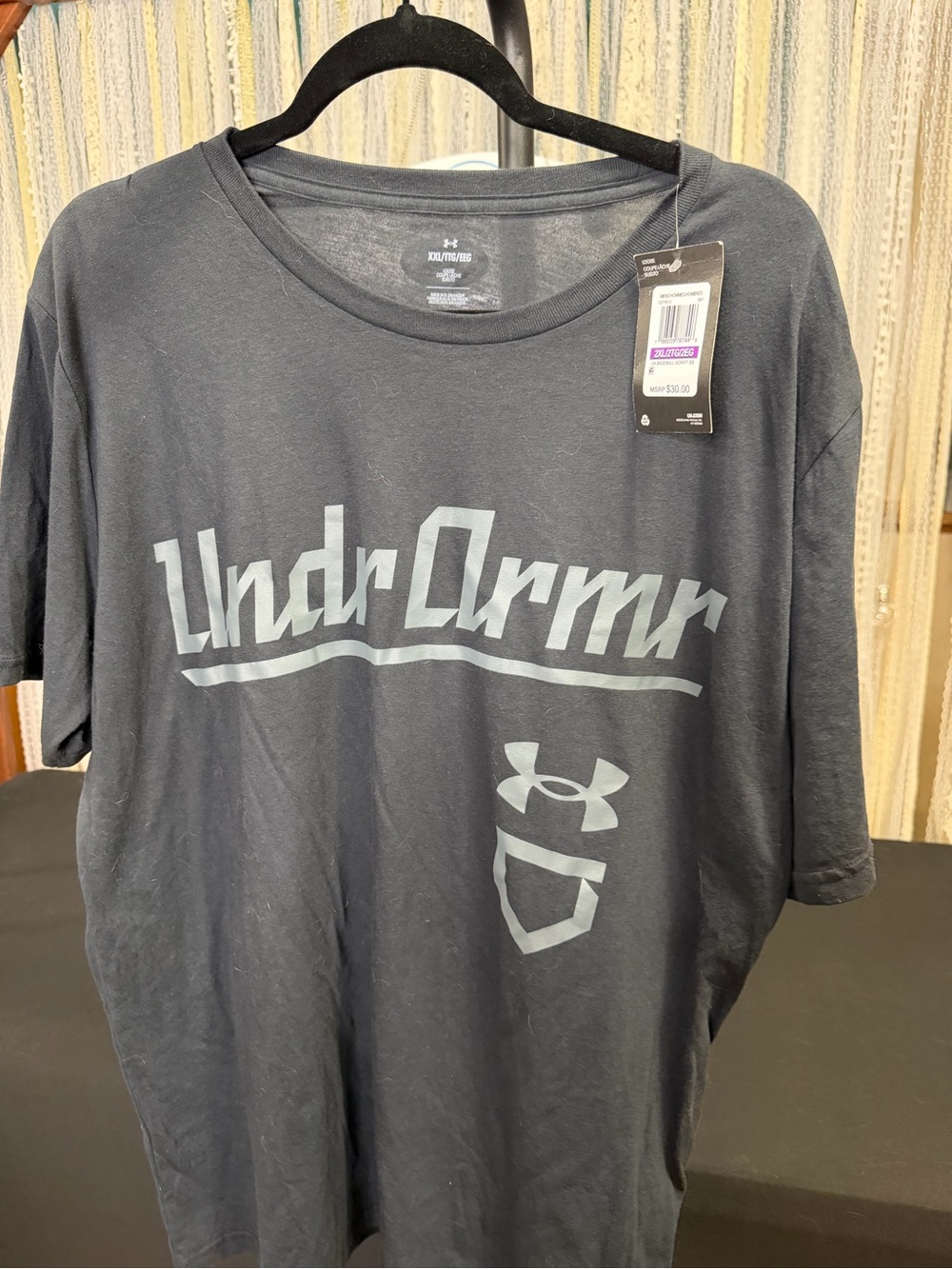 Under Armour Black Short-Sleeve Logo Tee with Gray Graphic